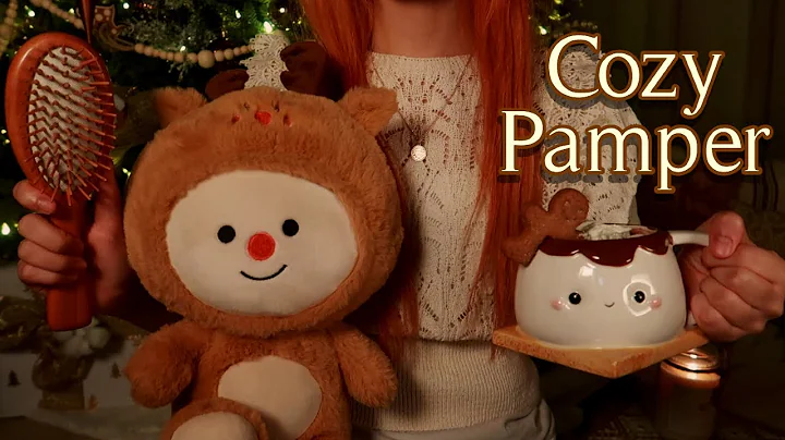 ASMR | Tucking You In at Night by the Christmas Tree 🎄(hair brushing, sheet mask, candle, hot cocoa)