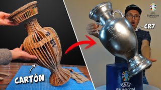 Cómo hacer la EUROCOPA de Cartón | trofeo UEFA EURO 2024 | Copa de cartón | TUTORIAL - DIY