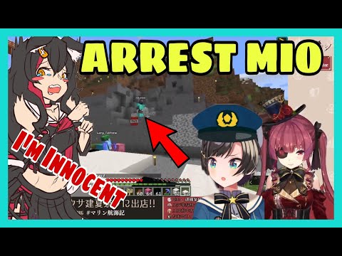 Houshou Marine Reporting Mio To Ozora Police For Killing Cat With TNT | Minecraft [Hololive/Eng Sub]