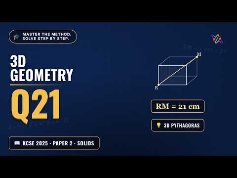 Video thumbnail showing a labelled cuboid PQRSTUVW with midpoints M and N on the top edges, labelled KCSE 2025 Maths Paper 2 Question 21 3D Geometry.