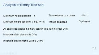 109 Analysis of Binary Tree Sort