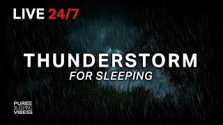 Thunderstorm Sounds for Sleeping - Dimmed Screen Strong Rain and Thunder
