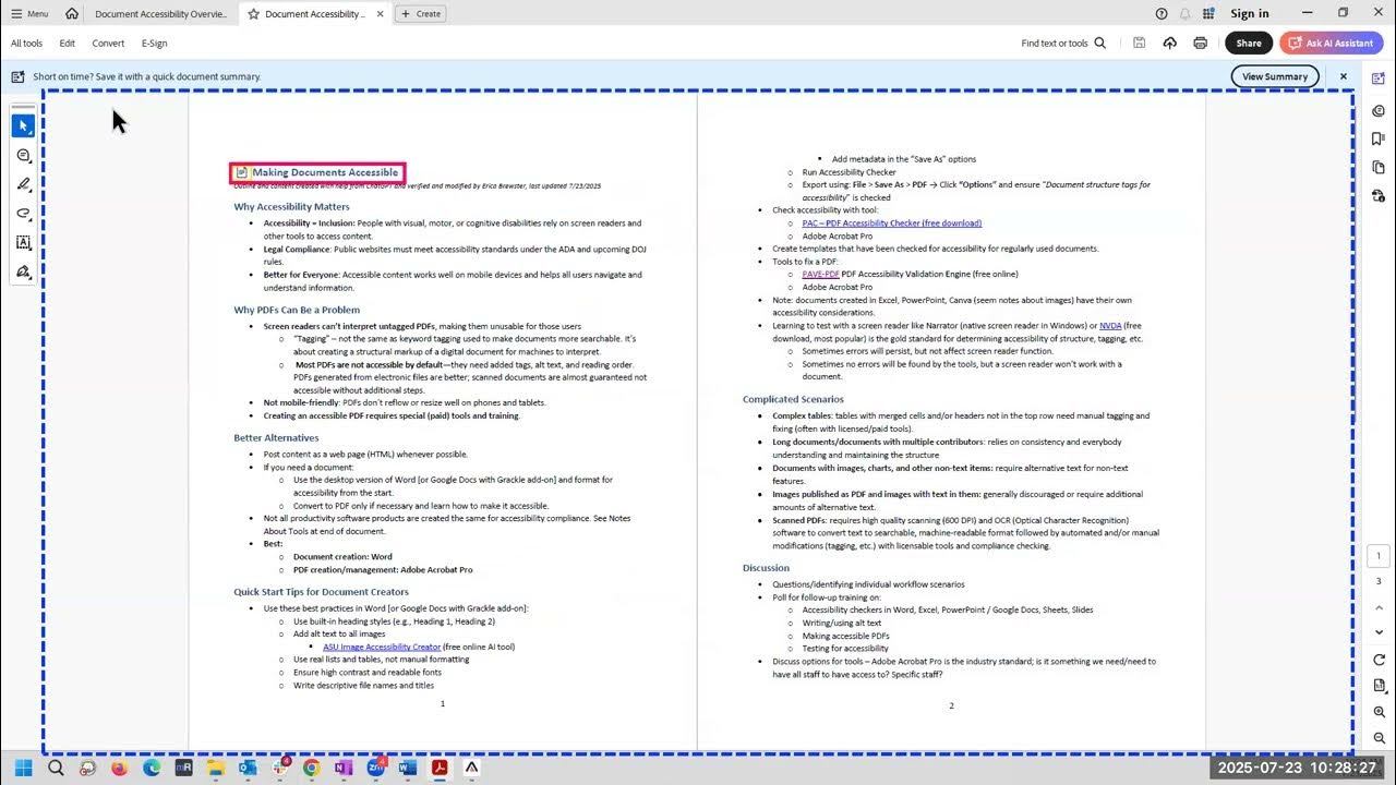 Demonstration: Converting an Accessible Word Document to an Accessible PDF