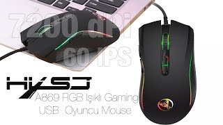 Hxsj A869 7200Dpi 60 Ips Ayarlanabilir Rgb Işık Gaming Oyuncu Mouse