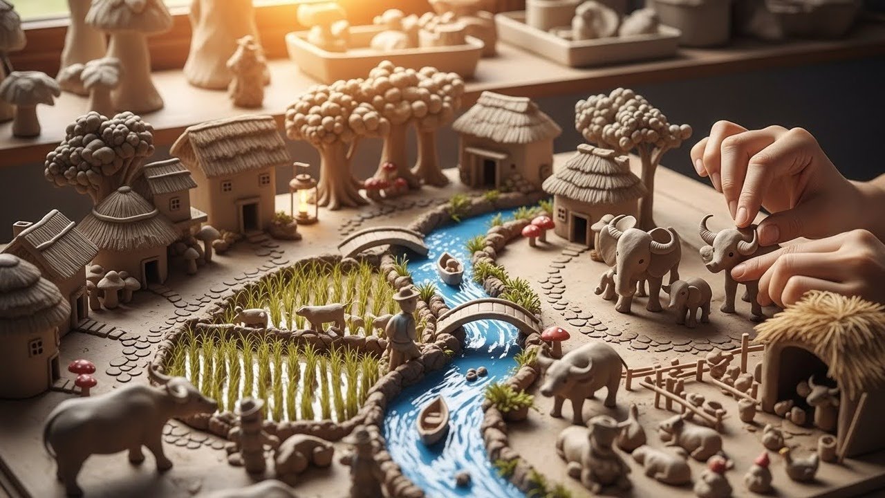 Handmade Clay Animals 🐘 | Miniature Elephant Family Sculpting