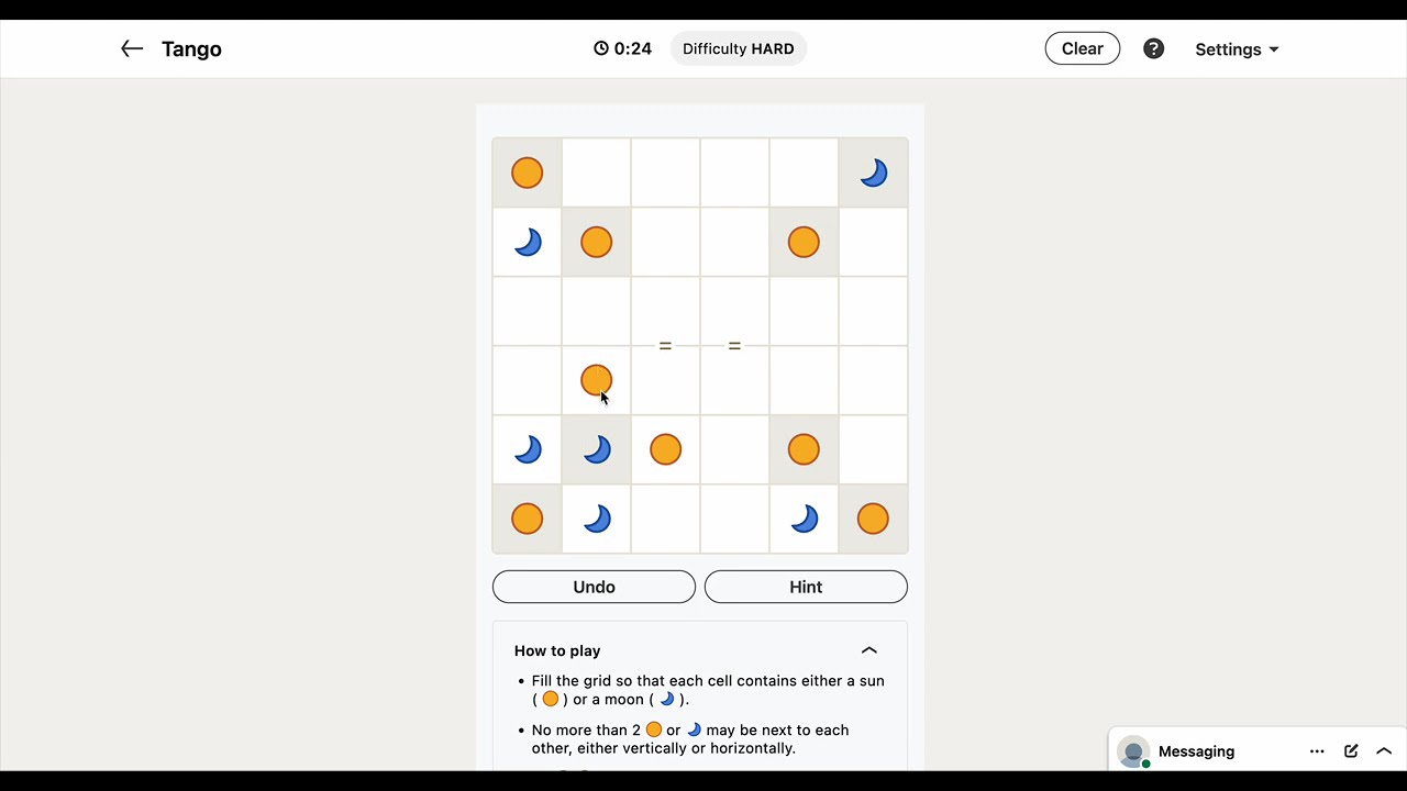 LinkedIn Games - Tango #124