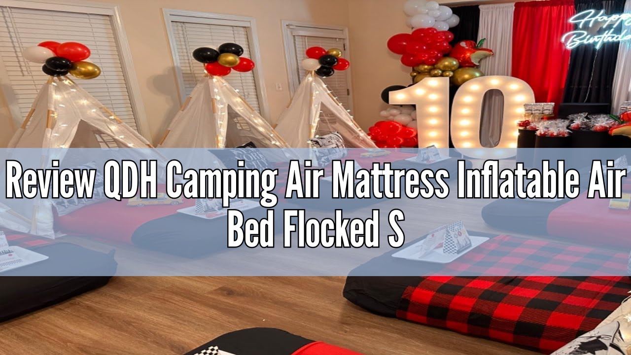 Review QDH Camping Air Mattress Inflatable Air Bed Flocked Surface Travel Bed Sleeping Pad Air Bed