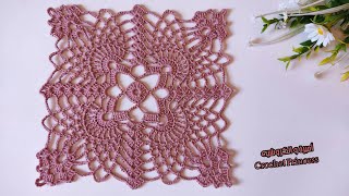 وحدة كروشيه مربعة لعمل مفرش وحدات (سفرة ، انتريه ، نيش) Crochet Unit