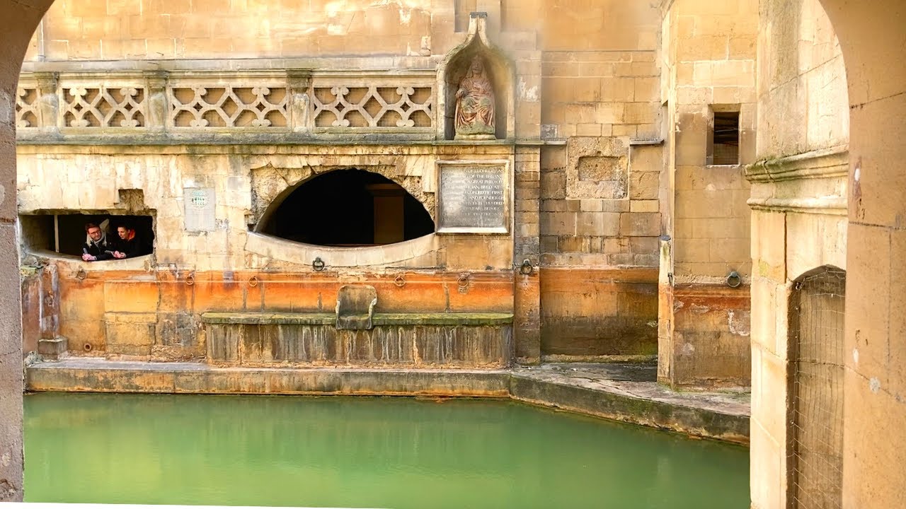 The Roman Baths of Bath 🏴󠁧󠁢󠁥󠁮󠁧󠁿 Jane Austen Society England Spring Tour Relaxing 4K