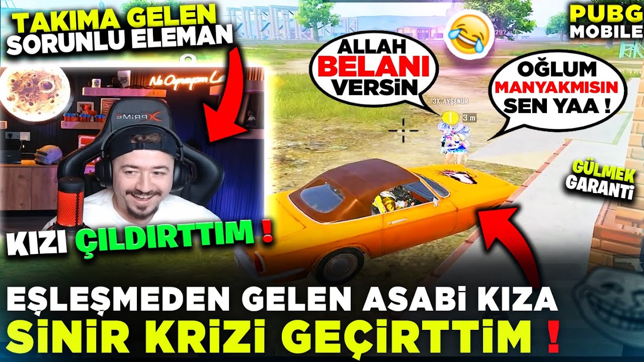 EŞLEŞMEDEN GELEN ASABİ KIZA SİNİR KRİZİ GEÇİRTTİM - PUBG MOBİLE TROLL