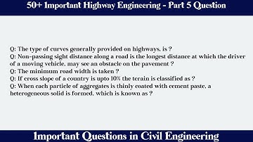 MCQ Questions Highway Engineering - Part 5 with Answers