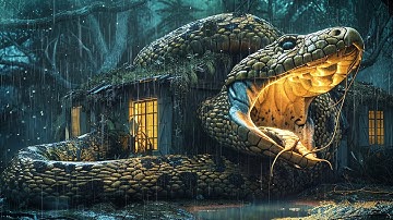 Huge python in the rain forest, falling asleep quickly listening to the sound of rain