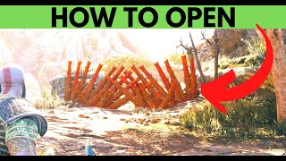 The Crater HOW TO OPEN Red Gates Wood God of War Ragnarok Red Wooden Spikes How To Get Past Door screenshot 1