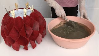 Make A Unique Cement Flower Pot From The Old Carpet / Cement Craft Ideas