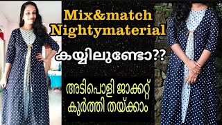 Long jacket kurti cutting&stiching with mix&match Nightymaterial ?‍♀️| simple jacket | shrug cutting