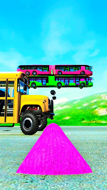 🚚 School bus vs Kereta di Polisi Tidur Gila! 😱 | BeamNG.drive #shorts #viral #beamngdrive