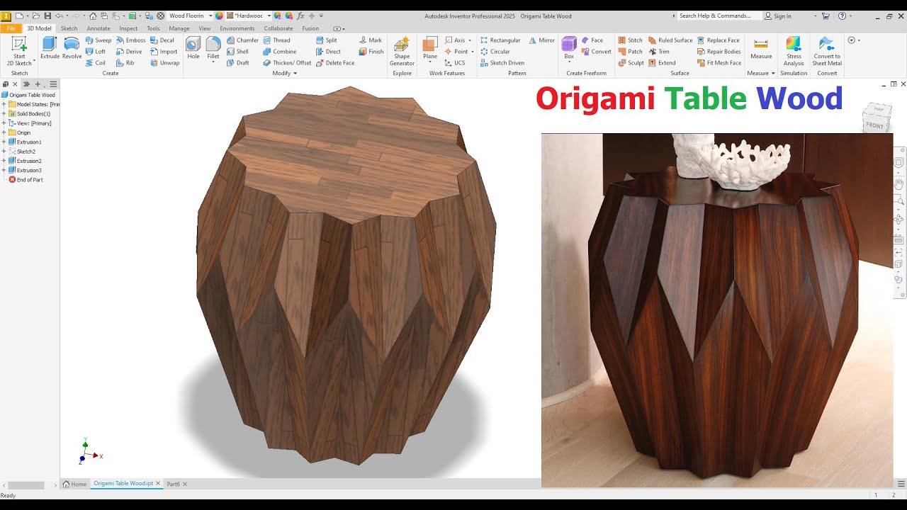 Table Making Inventor Autodesk inventor 2025 Design Origami Table Wood Exercise112 - YouTube