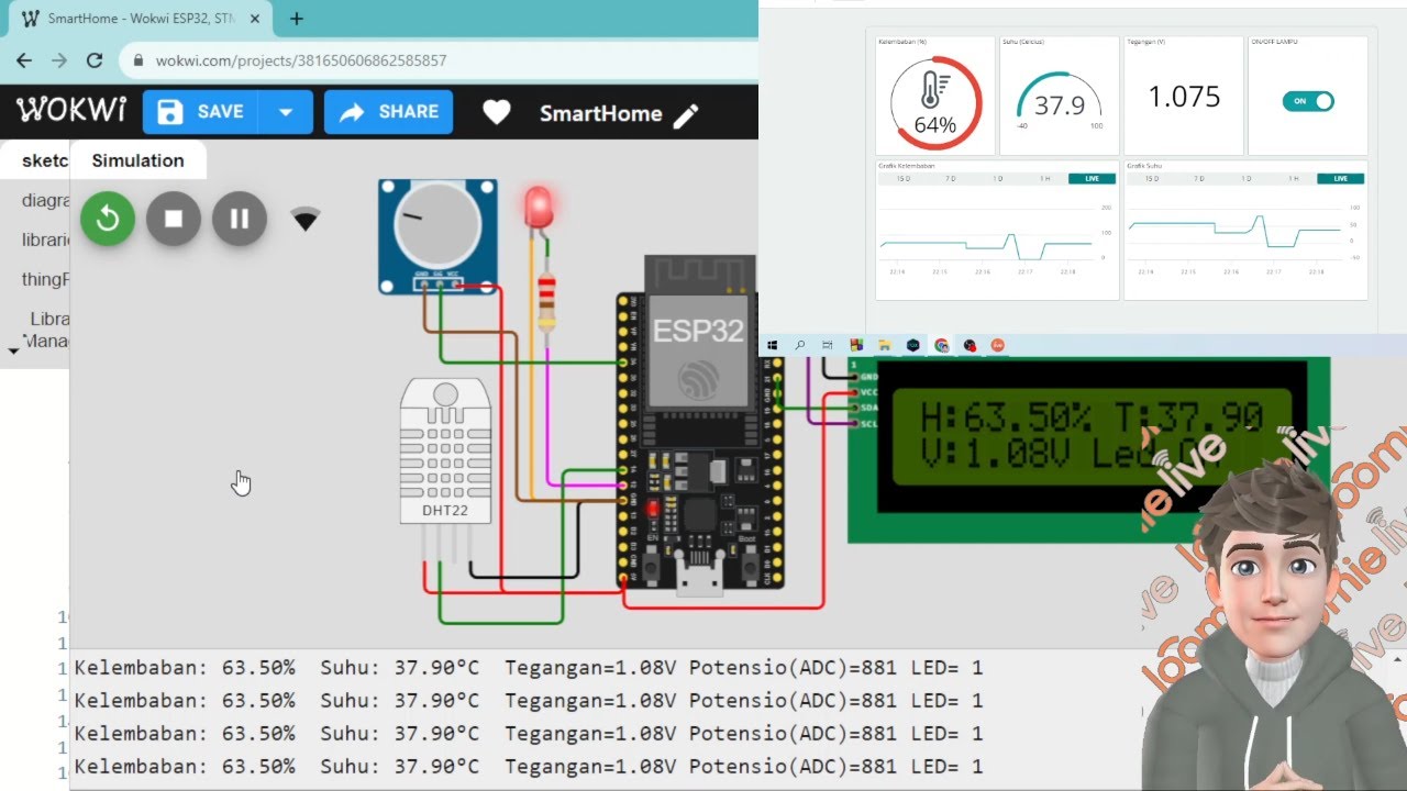 03 IoT Arduino Cloud menulis kode program perangkat monitoring ESP8266 ...