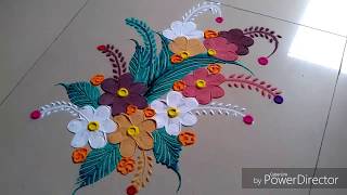 Very easy and quick flower Rangoli design made by JYOTI RAUT RANGOLI ll