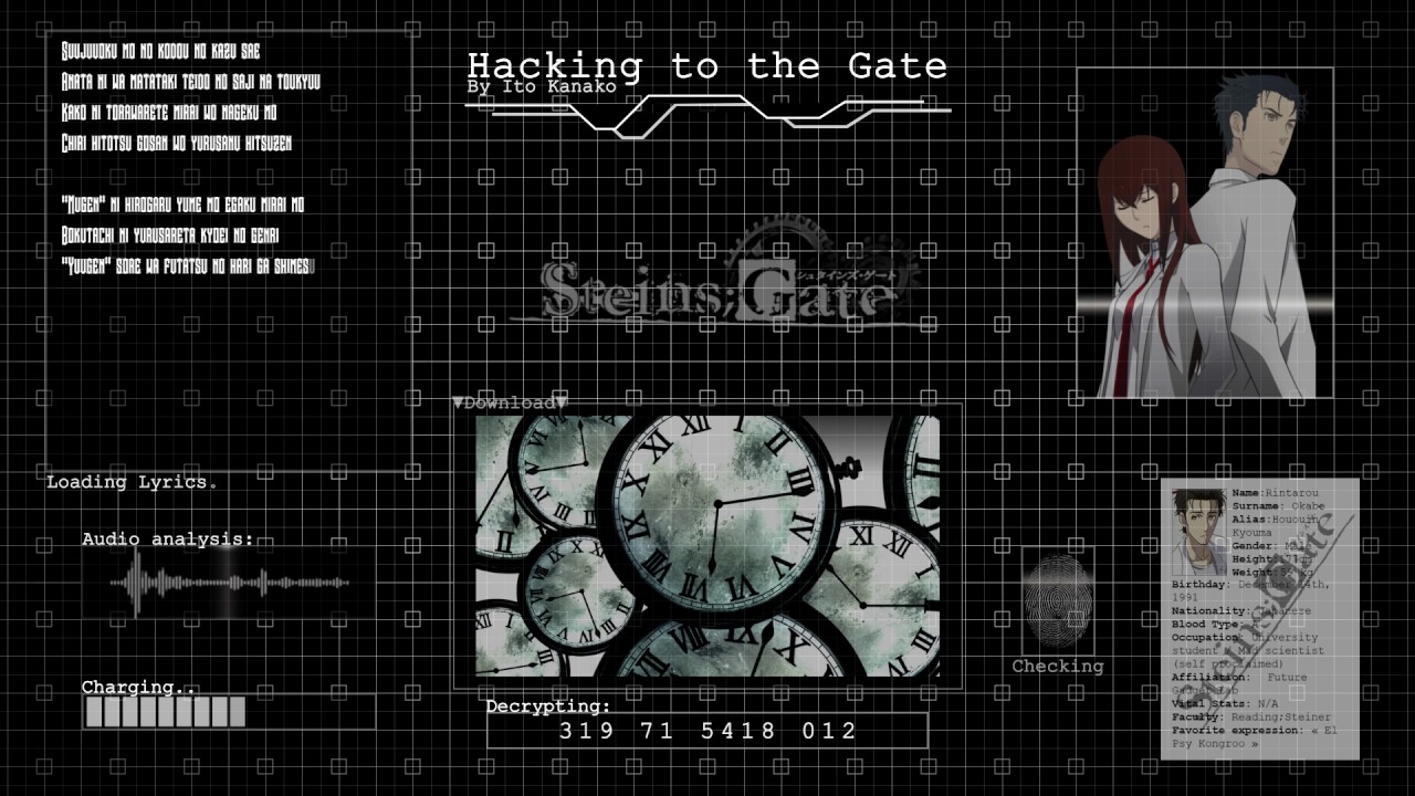 Lyrics Hacking To The Gate Opening 1 Steins Gate Youtube