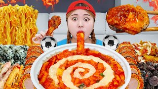 MUKBANG! Convenience Store Food Spicy Noodles Fried Chicken by HIU 하이유