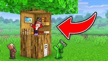 Mikey and JJ Built a Tiny House inside a TREE in Minecraft (Maizen)