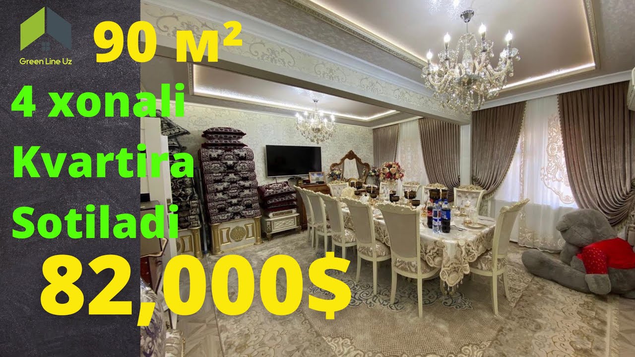 Uy Sotiladi! 90 м² 4 xonali!🤩Продаётся Квартира! Евро-Ремонт+ Парковка Люкс Квартира! Greenlineuz