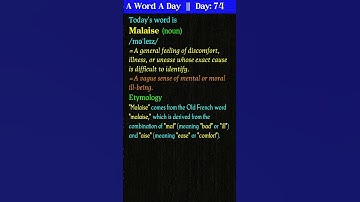 "Malaise" ~ Meaning, Etymology, Usage | English Word Meaning #vocabulary #improvevocabulary