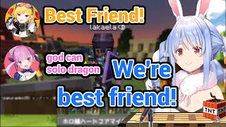 Pekora just became Best Friend with Kaela!!!! in Hololive Minecraft Hardcore