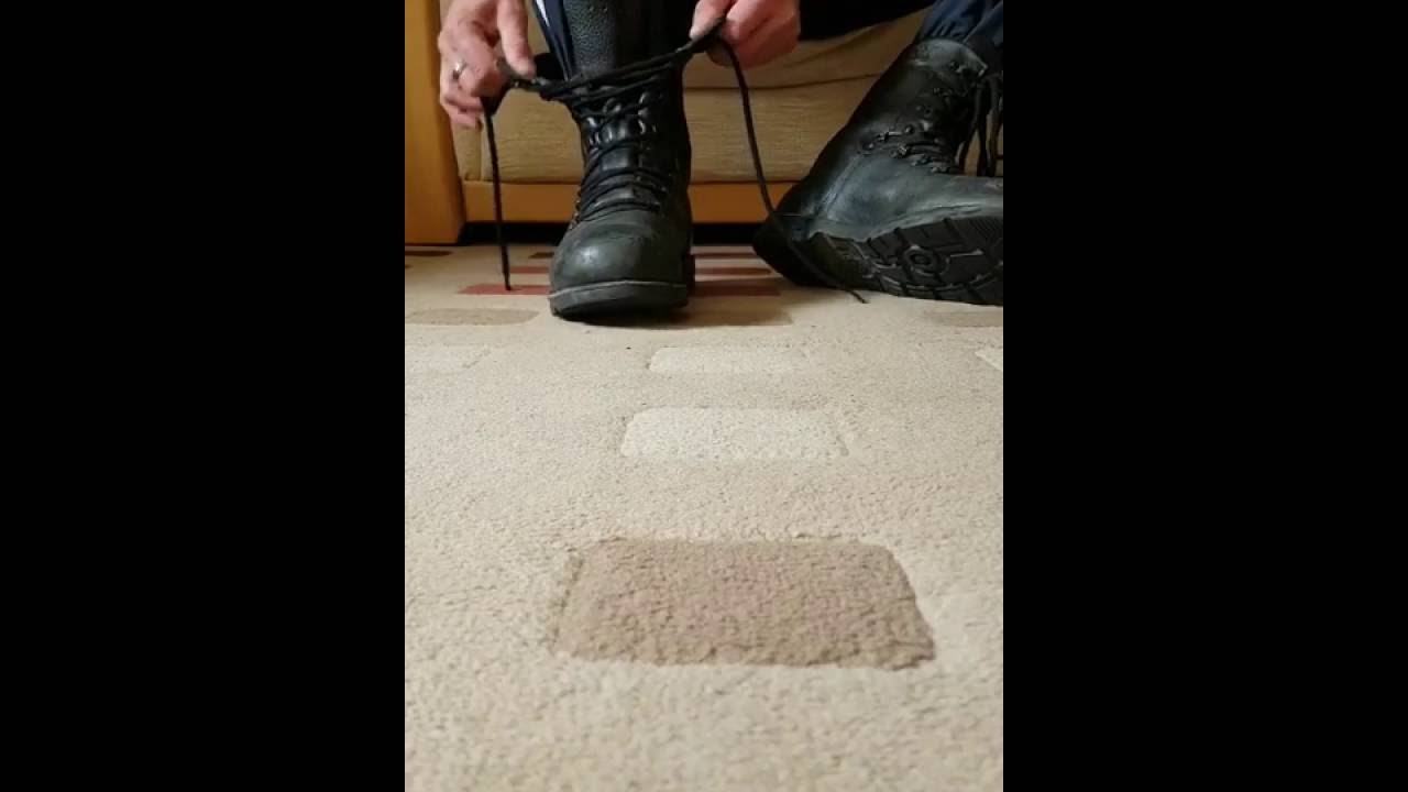 Black boots taken off after work! YouTube