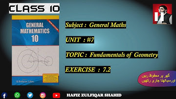 Grade 10 |Math(Arts Group)| Unit No 7{Fundamental Of Geometry }Ex 7.2  #hafizzulfiqarshahid