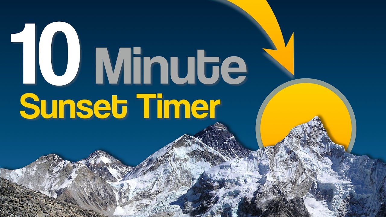 10 min countdown timer with sunset background and bell to finish