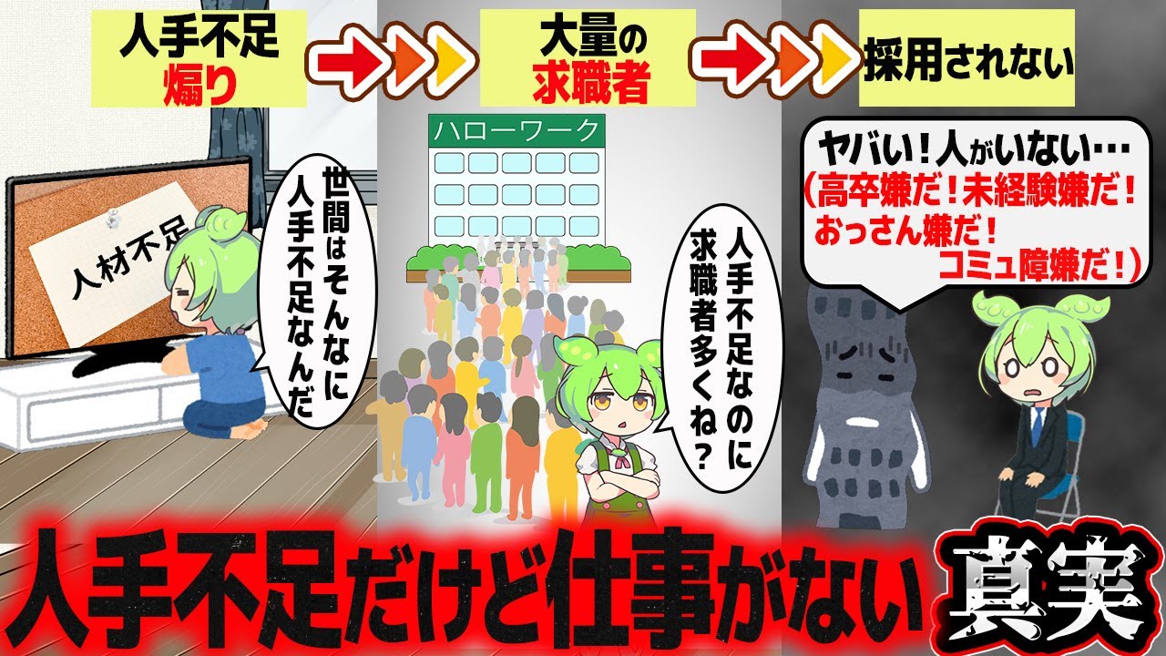 人手不足なのに仕事がないのはなぜか？【ずんだもん解説】