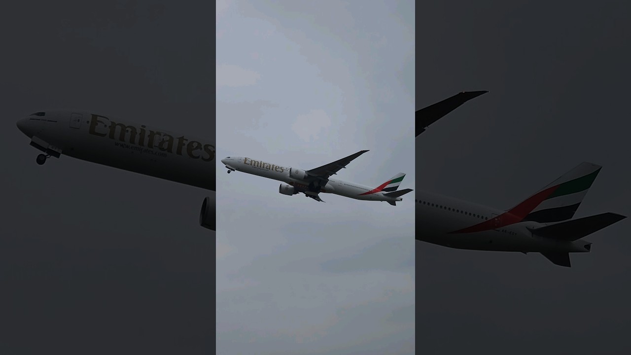 Emirates Boeing 777-31H(ER) takeoff from BUD
