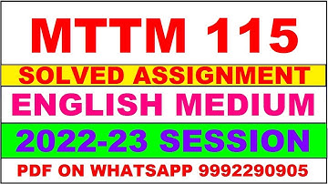 mttm 115 solved assignment 2023 | mttm 115 solved assignment in english 2022-2023 | mttm 115 2023