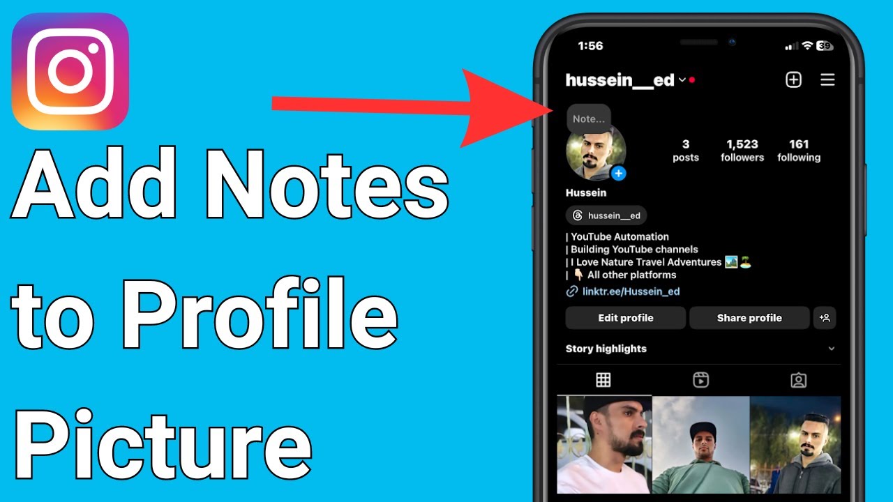 How to add notes to profile picture in instagram