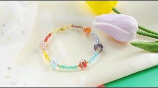 Beebeecraft colorful beaded bracelet with lampwork beads and glass beads