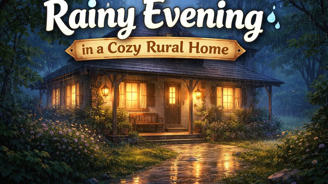 Rainy Evening in a Cozy Rural Home 🌧️ | Ghibli-Style Ambience