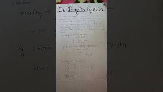 De broglie equation #chemistry B.Sc. 1 sem