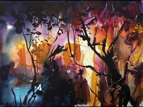 Abstract Nature Watercolor tutorial painting workshop demonstration