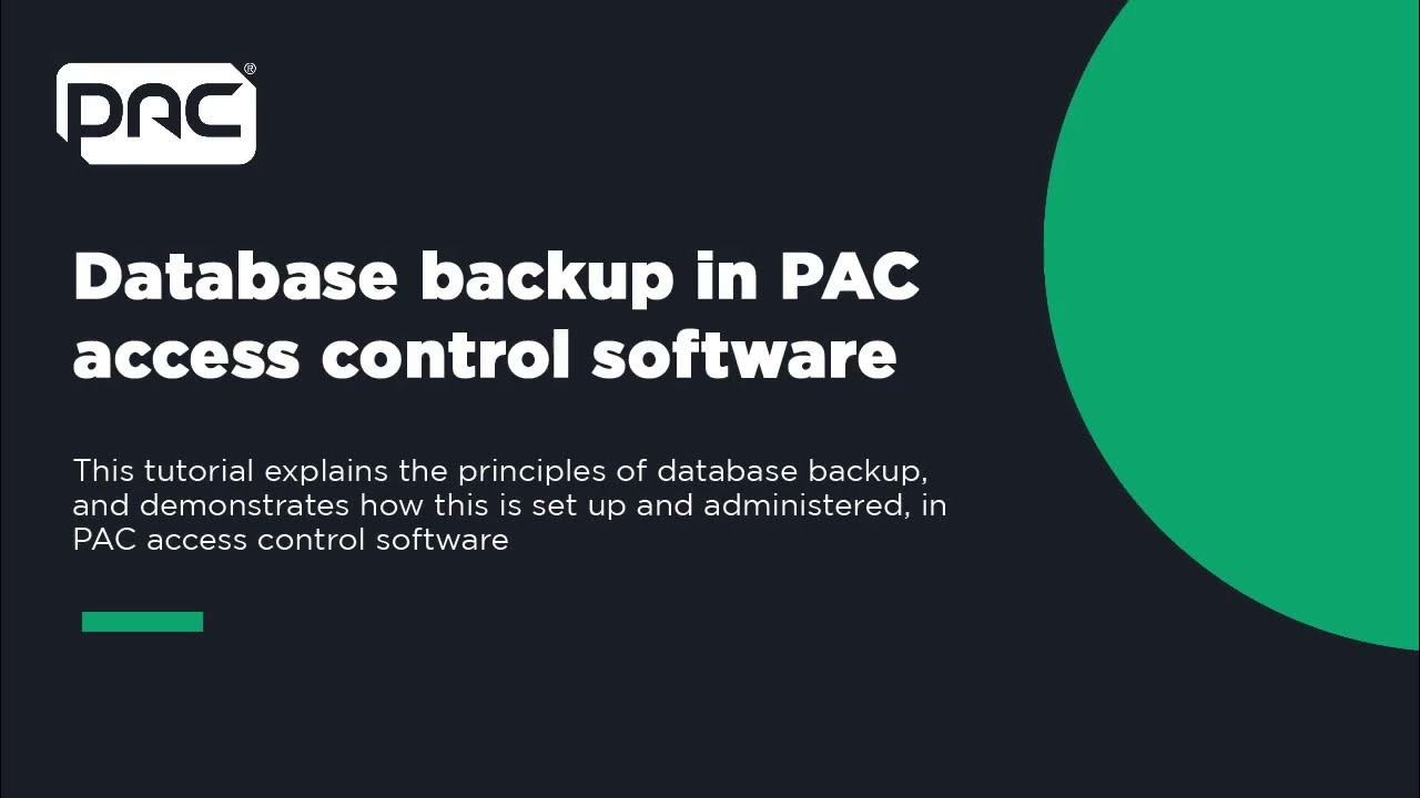 Database Backup in PAC Software YouTube