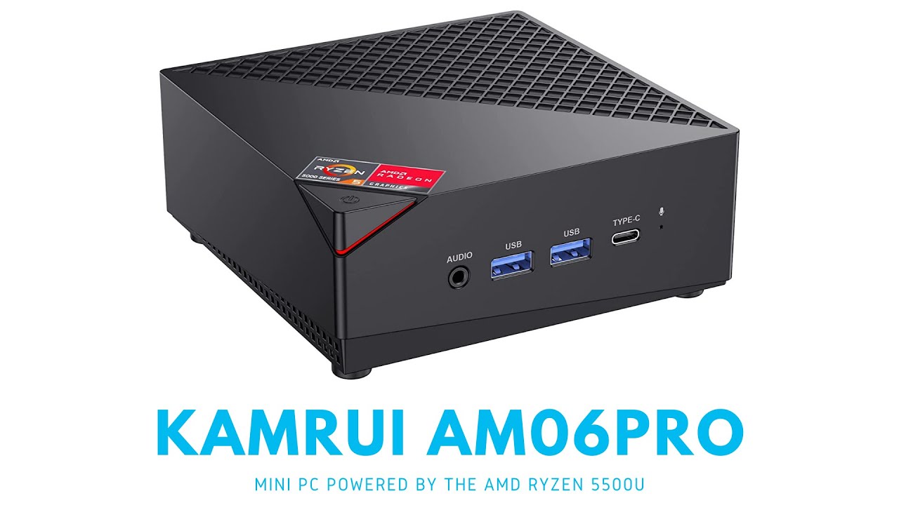  KAMRUI Mini PC AM06PRO, AMD Ryzen 5 5500U(6C/12T, up to 4.0  GHz), Mini Tower PC 16GB DDR4 512GB M.2 2280 NVME SSD Mini Desktop  Computer, Support 2.5 Inch HDD Dual Ethernet