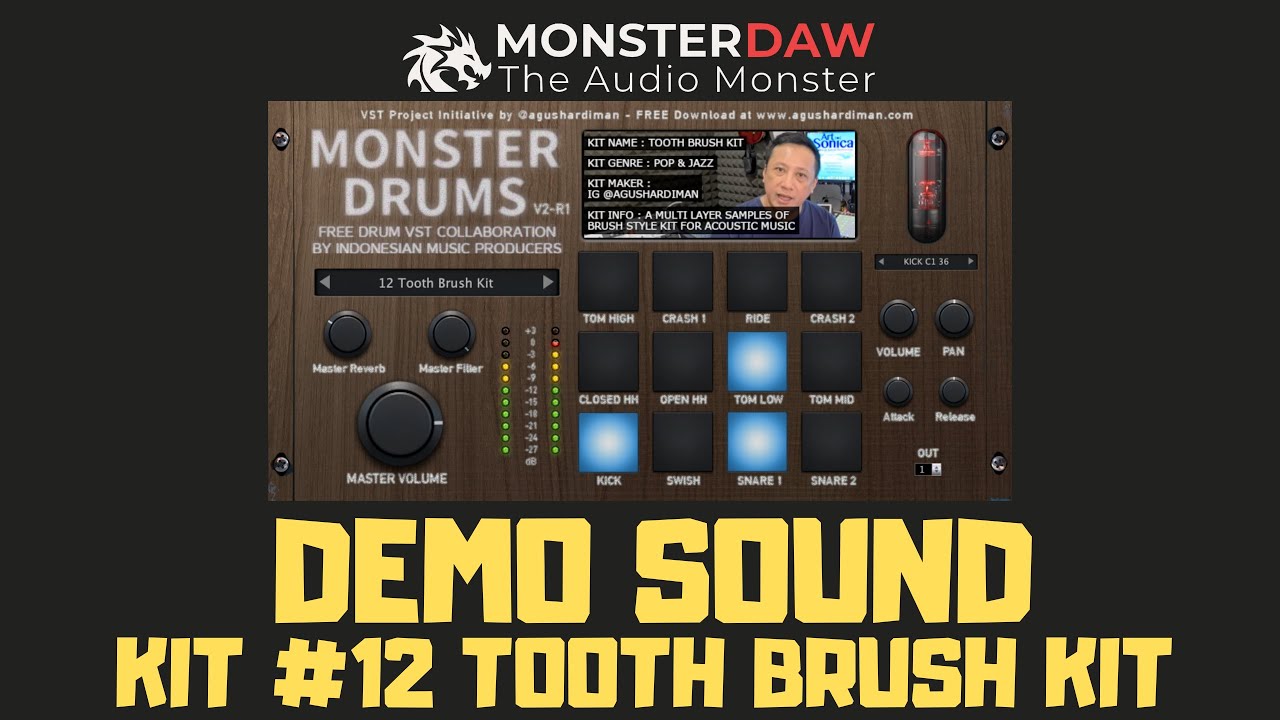 FREE JAZZ BRUSH KIT VST from #MonsterDrumVST Kit #12 Tooth Brush Kit |  www.MonsterDAW.com - YouTube