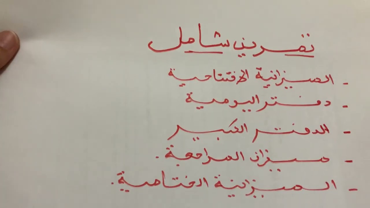 تمرين شامل  في المحاسبة المالية من الميزانية الى دفتر اليومية الجزء 1