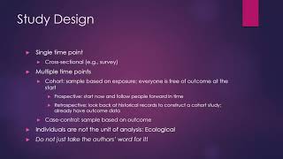 Critically Evaluating Epidemiological Studies