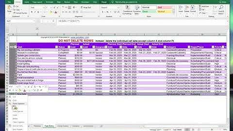 Project Planner Template - MS Excel Addendum