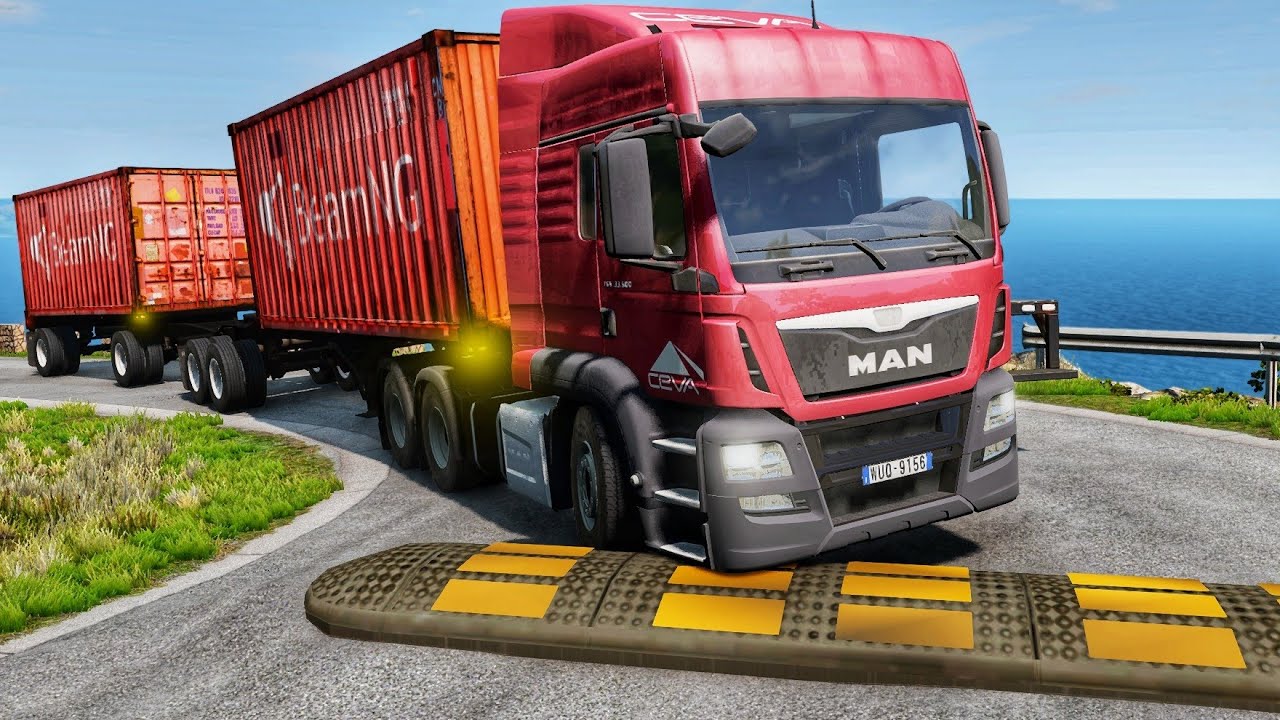 Trucks Cars vs SpeedBumps | BeamNG.drive