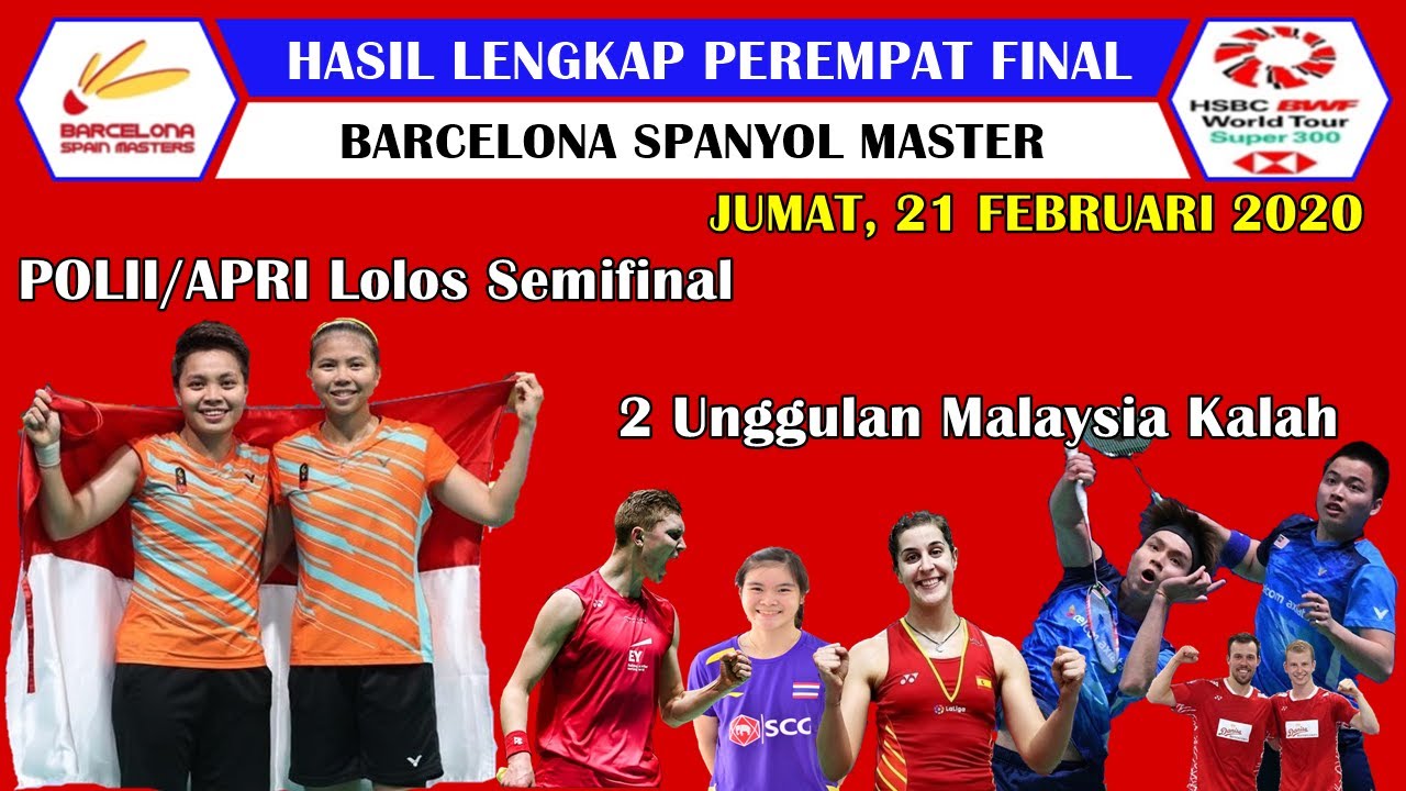 Hasil Lengkap Perempat Final Barcelona Spanyol Master 2020 ~ Polii/Apri Lolos Ke Semifinal