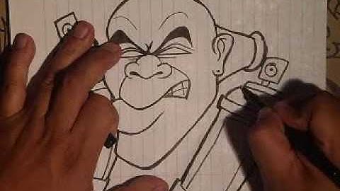 Drawing graffiti character with spraycans by wizard