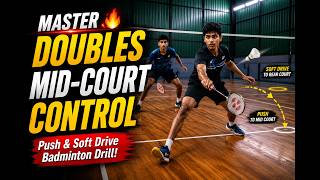 MASTER DOUBLES MID-COURT CONTROL 🔥 | Push & Soft Drive Badminton Drill screenshot 4